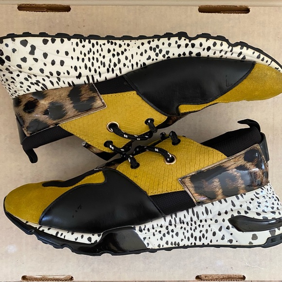 Steve Madden Other - Steve Madden Men's Cliff Sneakers Yellow Leopard Animal Print Ridge Size 10M